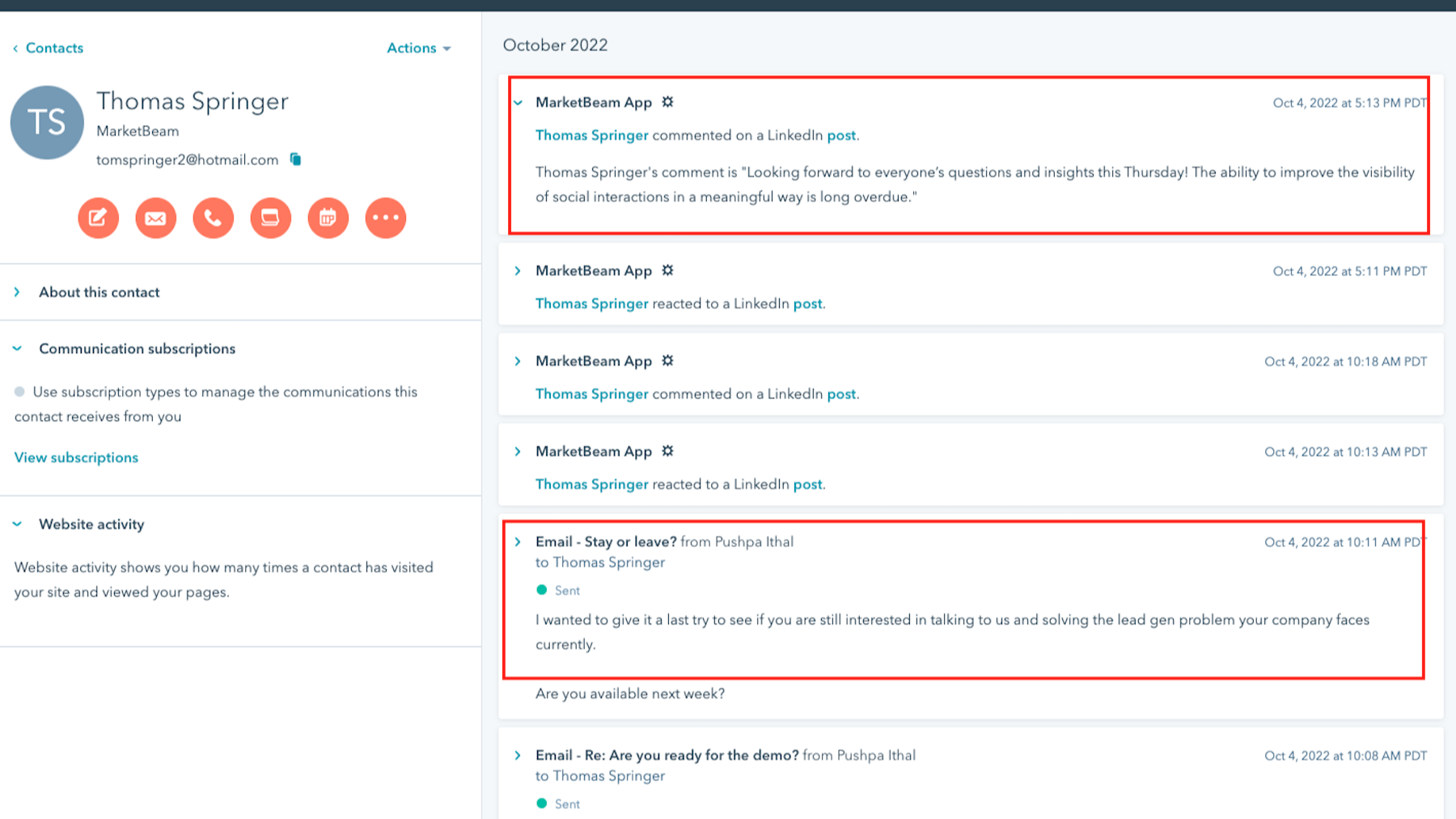 HubSpot LinkedIn